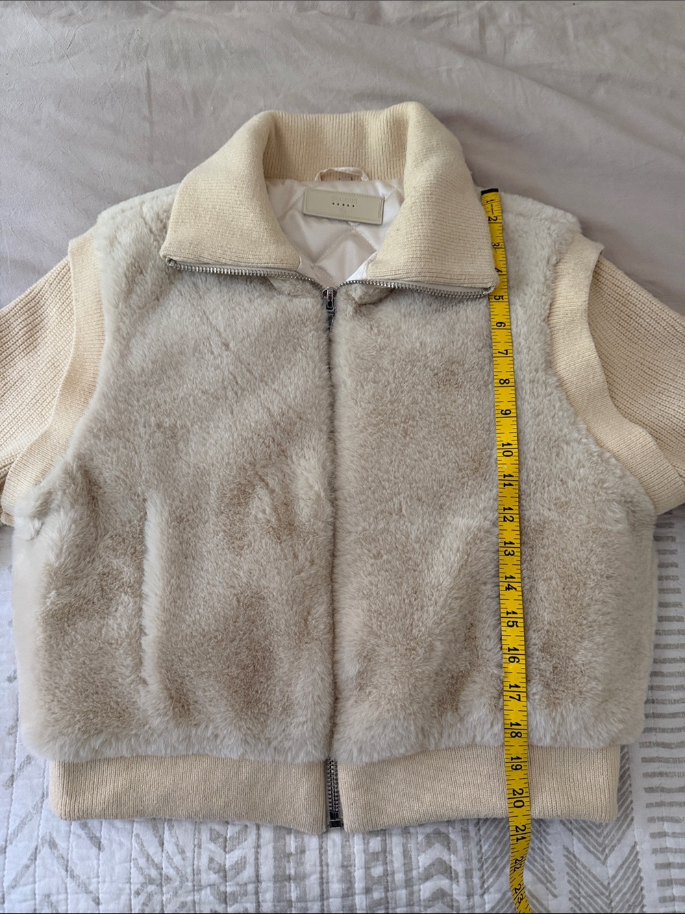 Cream Faux- Zip Front Jacket - Picture 6 of 6